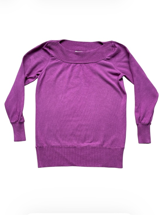 cleo Sweaters - Cleo Women's Pinky Purple Ribbed Boat Neck Sweater Size Petite Medium